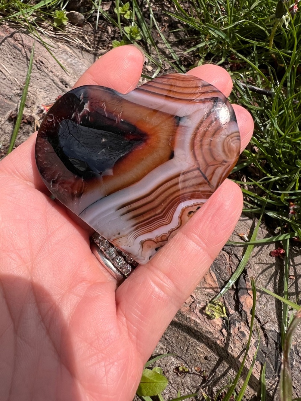 Sardonyx (4) heart with stand | Crystal